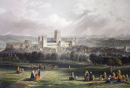 hand coloured print, Durham