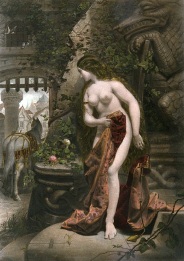 large hand coloured print of Lady Godiva