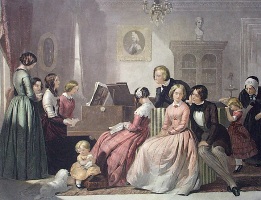 The Duet, Frank Stone, hand coloured print