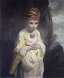 hand colored print of Strawberry Girl