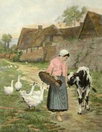 farm scene, Morning Greeting, after swinstead