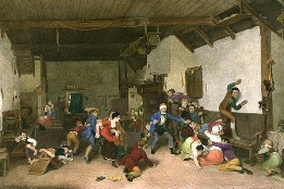 Blind Man's Buff, hand colored print
