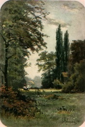 hand coloured print of Kew Gardens, surrey