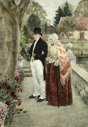 When The Heart Was Young, hand colored print after sadler