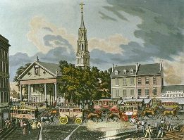 fine art engraving of broadway in 1831