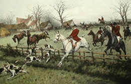 Full Cry through the Homestead, fox hunting print