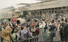 Royal Ascot Enclosure, hand coloured print