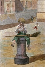 hand coloured print of boy