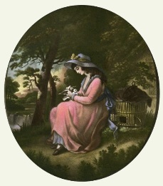 Love's Messenger, hand coloured print