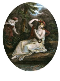 Sylvia, hand colored oval print