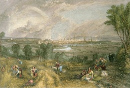 large hand colored print of oxford