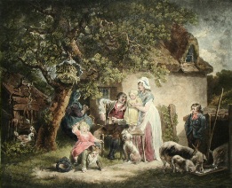 Maytime on the Thames, hand colored etching