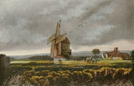 Windy Day, windmill print after david cox
