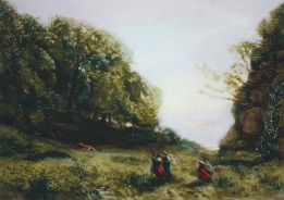 hand colored landscape after corot