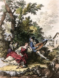hand coloured romantic print