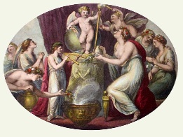 hand colored cupid print