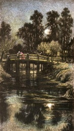 Moonlight Tryst, hand tinted print