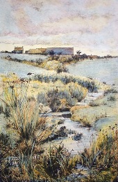 Silver Stream, hand colored print