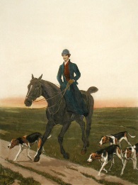 Returning Home, huntswoman and hounds
