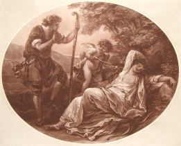 Nomia discovered by Daphnis, sepia oval print