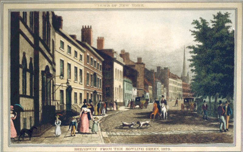 Broadway, Bowling Green, 1828